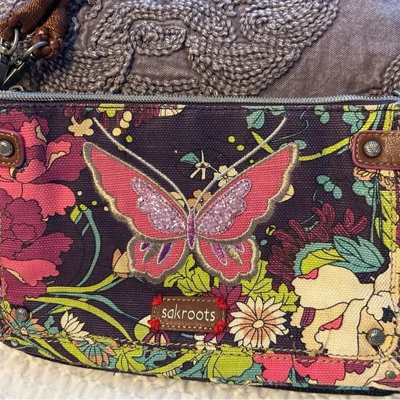 RARE Sakroots Floral Butterfly Crossbody Convertible Bag - Picture 2 of 11